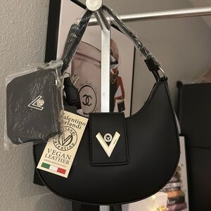 Valentino Orlandi Black Vegan Leather Shoulder Bag